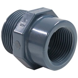 Переходник ПВХ Hidroten 1002472, резьбовое соединение НР-ВР, 3/4"-1/2"